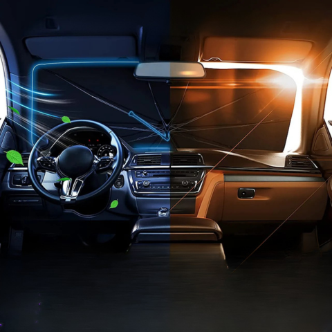 Kompakt Solskydd För Vindruta – Snabb Och Effektiv Installation