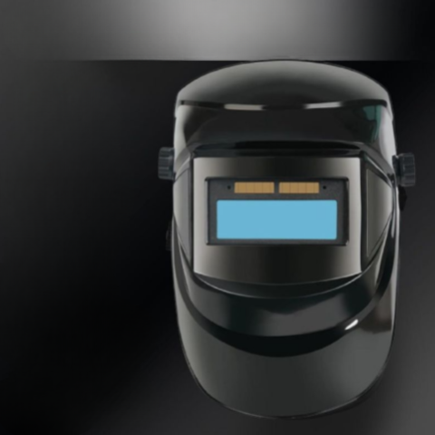 Svetelná maska na zváranie s automatickým stmavovaním a čelovkou