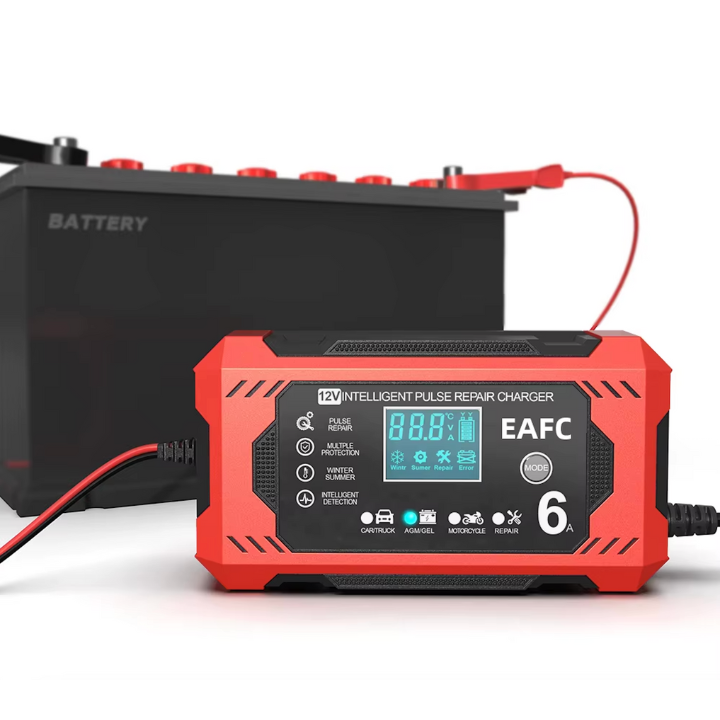 インテリジェントカー バッテリー チャージャー 12V/24V - LCD表示 & 自動保護