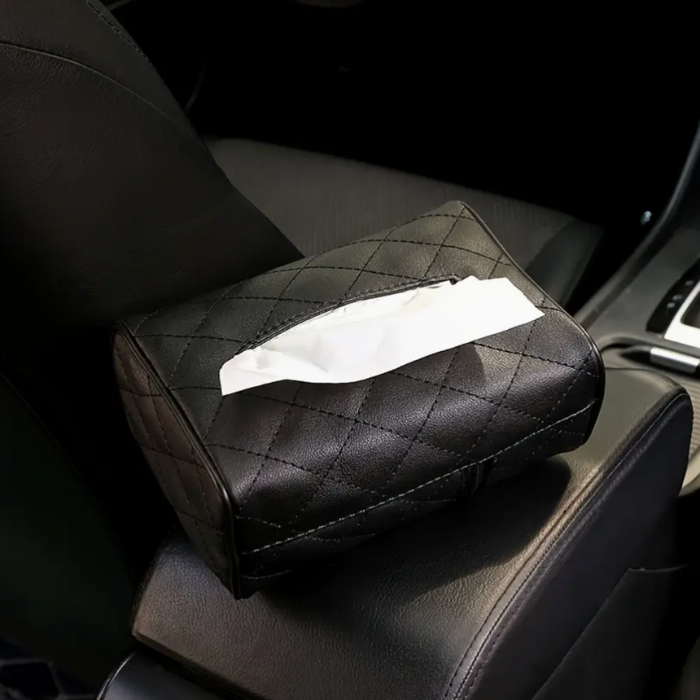 Cutie de șervețele auto din piele PU – Fixare pe parasolar sau pe tetiere