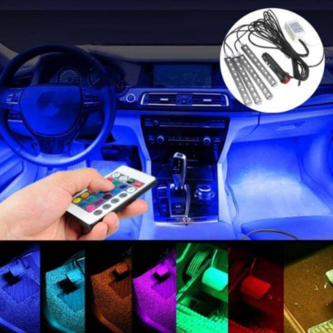 רצועות LED פנימיות לרכב – שלט רחוק והתקנה קלה