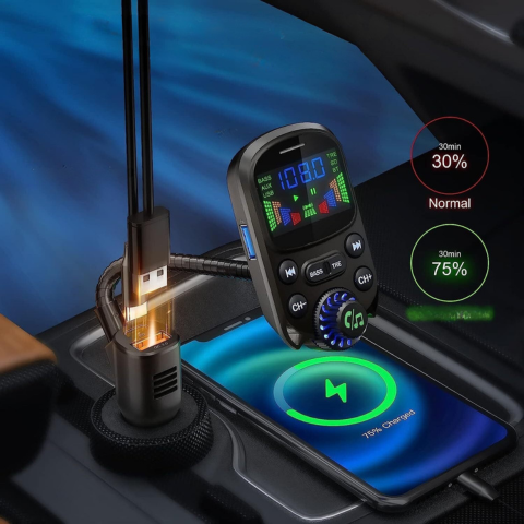 FM Multifunktionel Sender til Bil — Musik & Stemmeassistent