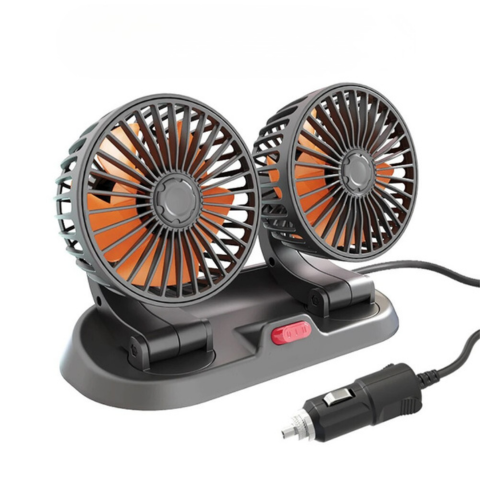 Ventilateur Auto À Double Tête — Alimentation USB Ou Allume-Cigare