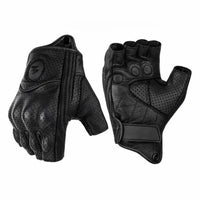 Luvas de Moto de Dedos Cortos em Couro PU – Estilo Biker Retro & Respiráveis Verão 