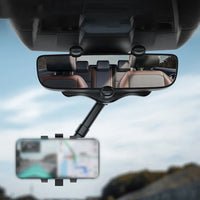 Suporte de Telefone Retrovisor – Ângulo Ajustável e Fixação Estável 