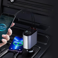 Carregador de Carro de Alta Velocidade 12V – USB & Tipo-C Com Ecrã 