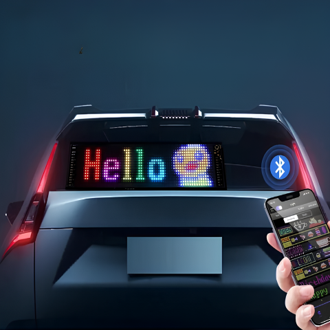 Ecran LED Animat Pentru Mașină – Mesaje și Emojis Personalizate 