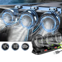 Mini Ventilador de Três Cabeças – Frescura Óptima no Carro 