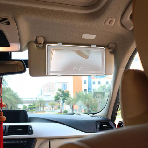 LED-spegel för solskydd i bilen – Justerbar och uppladdningsbar belysning 