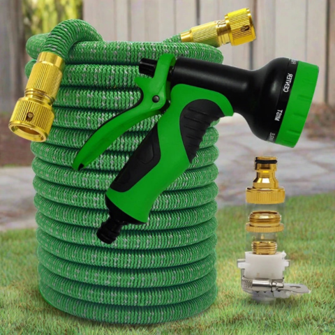 Tuyau D’Arrosage Extensible — Multifonction Avec Pistolet Haute Pression