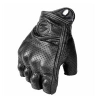 Luvas de Moto de Dedos Cortos em Couro PU – Estilo Biker Retro & Respiráveis Verão 