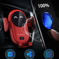 Carregador Sem Fios para Carro com Suporte para Telefone – Fixação Automática e Rápida 