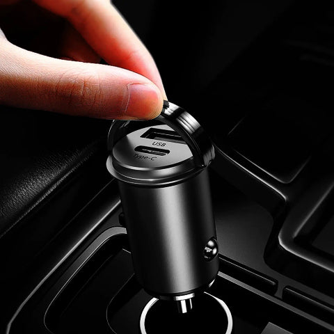 Carregador de Carro Compacto – Duas Portas USB e Rápido 